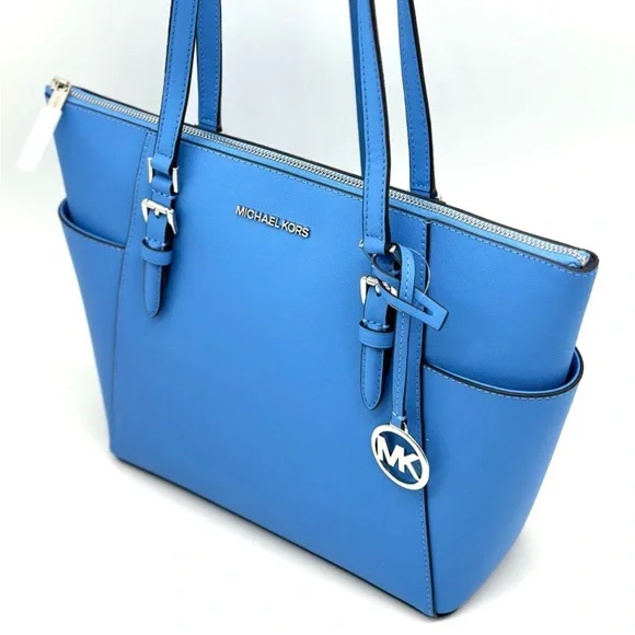 Michael Kors Large Charlotte Tote Bag Blue/Silver - Picture 7 of 11